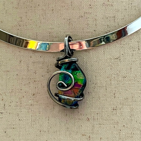 Jewelry - Sterling silver dichroic glass pendant